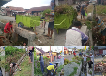Ketua-ketua RT Kelurahan Dondo Barat, Kecamatan Ratolindo, Kabupaten Tojo Una-Una, Galang Tenaga Kerja Bakti Besihkan Selokan/Drainase.