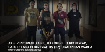 Aksi Pencurian Kabel Telkomsel Terbongkar, Satu Pelaku Berinisial HS (27) Diamankan Warga, Kamis (12/2/2026)