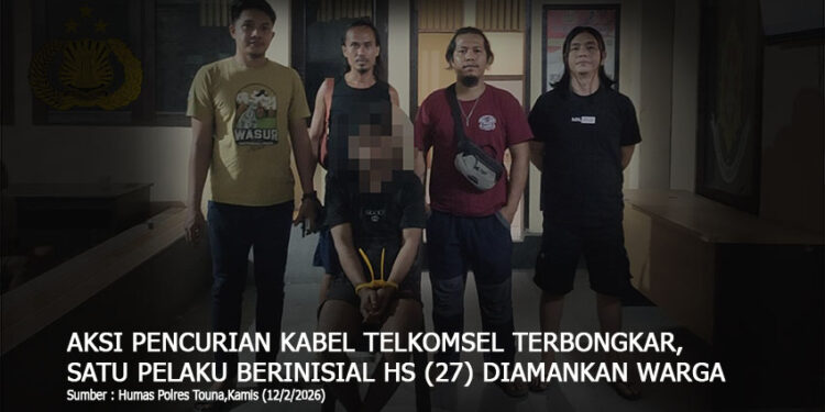 Aksi Pencurian Kabel Telkomsel Terbongkar, Satu Pelaku Berinisial HS (27) Diamankan Warga, Kamis (12/2/2026)