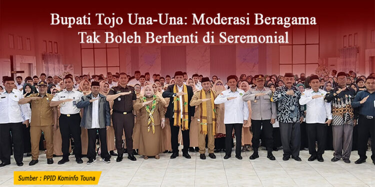 Bupati dan Wakil Bupati Tojo Una-Una, Hadiri  silaturahmi lintas unsur pemerintah, tokoh agama, dan organisasi kemasyarakatan keagamaan yang dirangkaikan dengan pembinaan Aparatur Sipil Negara (ASN) Kementerian Agama di Auditorium Kantor Bupati Tojo Una-Una, Selasa, 10 Februari 2026.