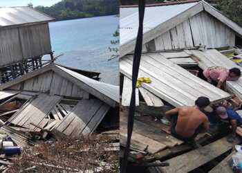 Foto Humas Polres Touna : Puing  Rumah Warga Di Desa Lindo Akibat Angin Puting Beliung, , Rabu (4 /2/2026)