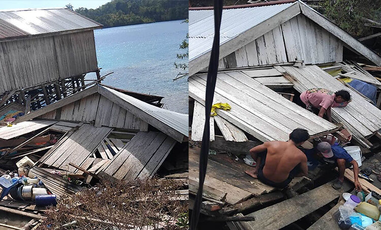 Foto Humas Polres Touna : Puing  Rumah Warga Di Desa Lindo Akibat Angin Puting Beliung, , Rabu (4 /2/2026)