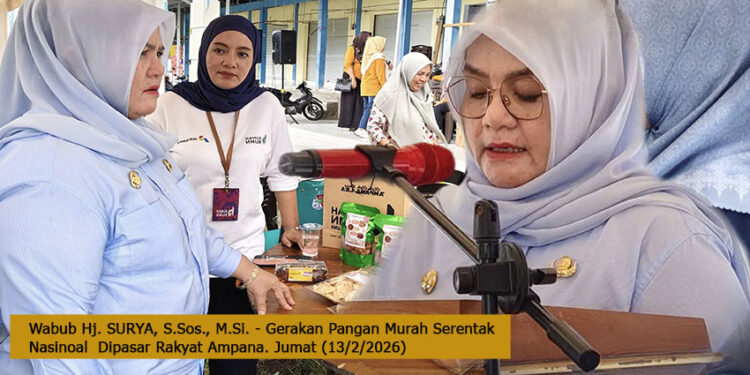 Wabub Hj. SURYA, S.Sos., M.Si. - Gerakan Pangan Murah Serentak Nasinoal  Pasar Rakyat Ampana. Jumat (13/2/2026)