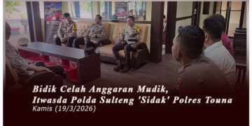 Tim Audit Itwasda Polda Sulawesi Tengah menyatroni Mapolres Tojo Una-Una (Touna) pada Kamis pagi, 19 Maret 2026