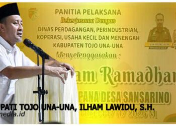Bupati Tojo Una-Una, Ilham Lawidu, S.H.,  saat membuka Pasar Malam Ramadhan 1447 H, Kamis (5/3/2026)