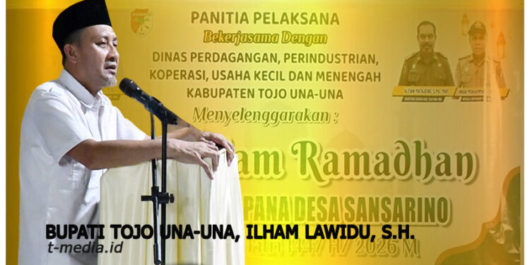 Bupati Tojo Una-Una, Ilham Lawidu, S.H.,  saat membuka Pasar Malam Ramadhan 1447 H, Kamis (5/3/2026)