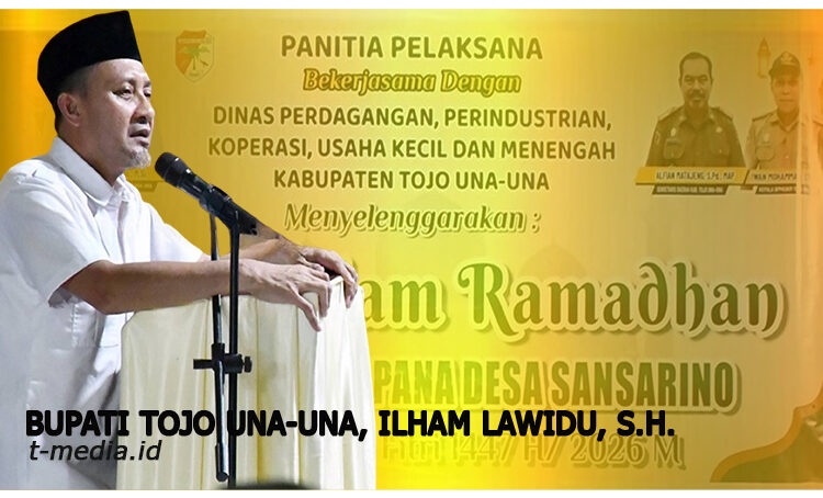 Bupati Tojo Una-Una, Ilham Lawidu, S.H.,  saat membuka Pasar Malam Ramadhan 1447 H, Kamis (5/3/2026)