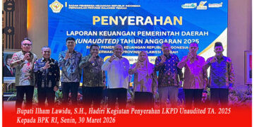 Bupati Ilham Lawidu, S.H., Hadiri Kegiatan Penyerahan LKPD Unaudited TA. 2025 Kepada BPK RI, Senin, 30 Maret 2026