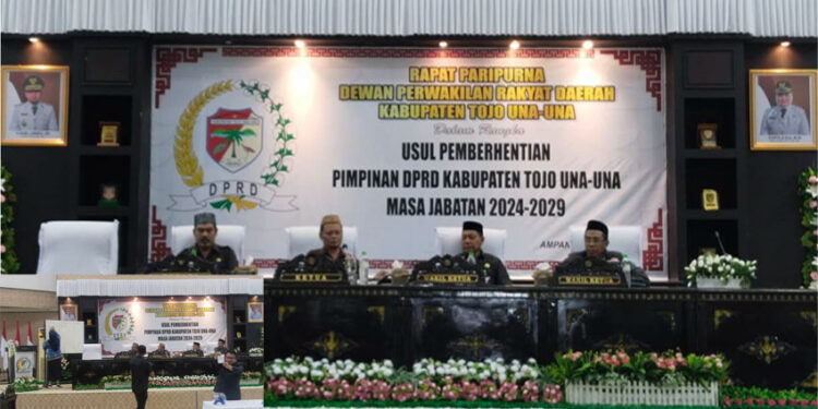 DPRD Kabupaten Tojo Una-Una menolak usulan pemberhentian Wakil Ketua II DPRD, Jafar Muhamad Amin, dalam rapat paripurna yang digelar di ruang sidang utama DPRD, Rabu, 20 Mei 2026.