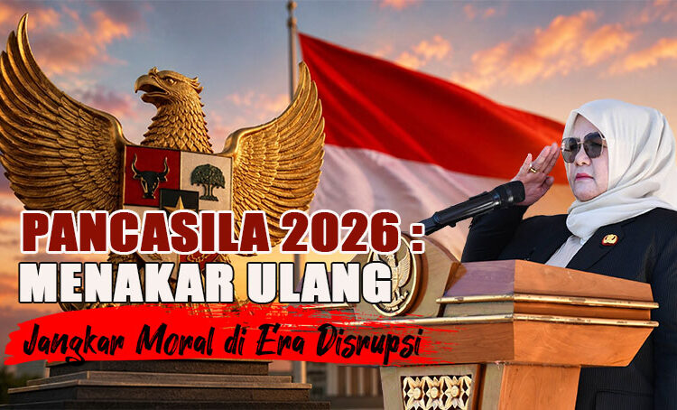 Wakil Bupati Tojo Una-Una, Hj. Surya, S.Sos., M.Si., membacakan pidato tertulis dari BPIP pada Upacara peringatan Hari Lahir Pancasila. Senin pagi, 1 Juni 2026