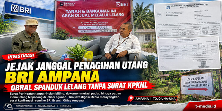 Investigasi Redaksi mendatangi Kantor Cabang BRI BO Ampana di Jalan Yos Sudarso, Kelurahan Uentanaga Bawah, Kecamatan Ratolindo, Senin (5/10/2026).